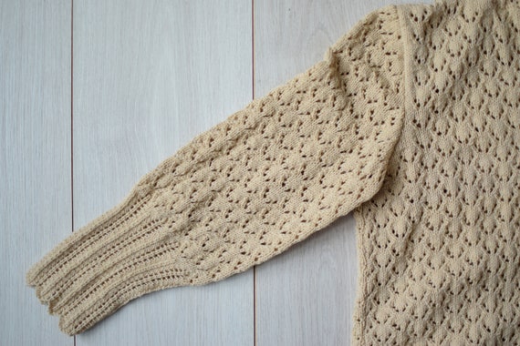 Handmade wool sweater, women's vintage top, lace … - image 8
