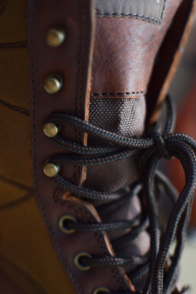 Brown leather boots, vintage tan boots, waterproof, vintage leather boots, 38, women footwear, real leather, combat boots, ranger boots. image 5