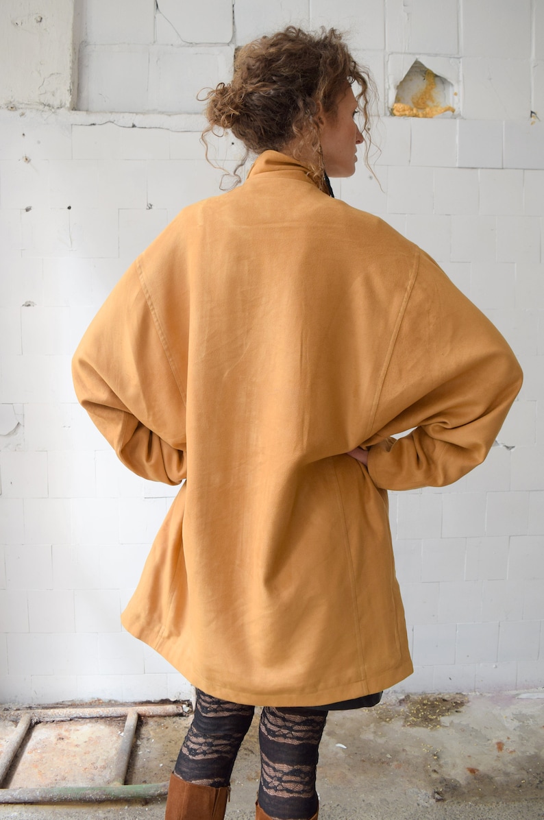 Brown trench coat, Vintage coat, Women's summer jacket, Bright autumn coat, Women's spring topcoat, Oversized duster coat, M/L image 8