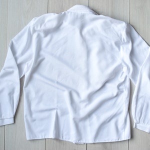 White Victorian jabot blouse, 70s secretary blouse, Elegant retro event top Women's MEDIUM size image 6