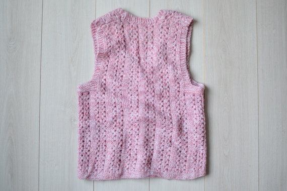 Pink vintage sweater vest, 90s knit vest, handmad… - image 7