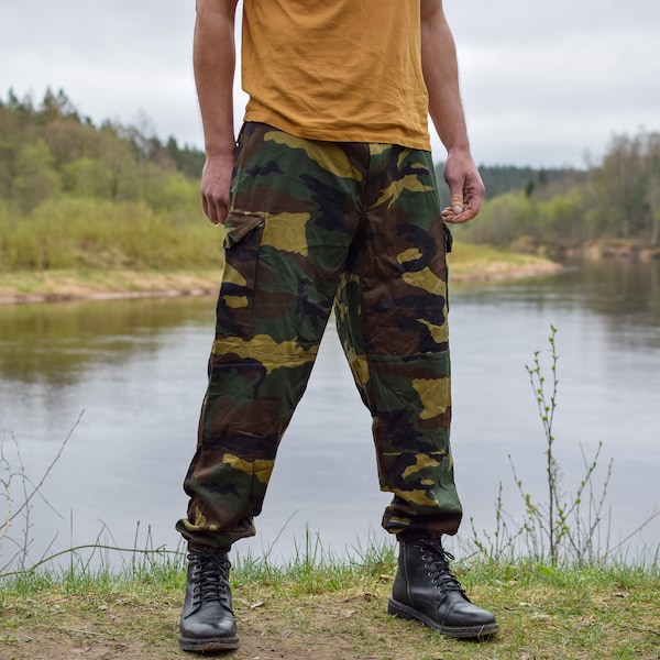 Pantalones militares de camuflaje clásico de los años 90, pantalones largos retro excedentes del ejército, pantalones utilitarios verdes, pantalones de combate para hombre - talla GRANDE para hombre