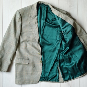 Italienischer Vintage Blazer, grüner Vintage Blazer, 80er Jahre Sakko, Hochzeitsanzug, Sommerhochzeit, Schurwolle Blazer, schmale Passform, Herren Gr. M/L