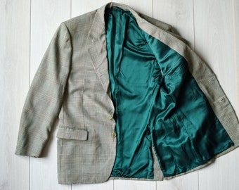 Blazer italiano vintage de lana: abrigo deportivo de los años 80, para hombre (talla M/L)