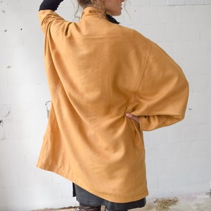 Brown trench coat, Vintage coat, Women's summer jacket, Bright autumn coat, Women's spring topcoat, Oversized duster coat, M/L image 6