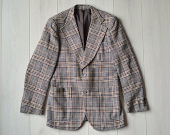 Karierter 90er Jahre Sherlock Holmes Anzug, 80er Jahre Hochzeitsanzug, Retro Hochzeit Blazer, lässiger Büroblazer