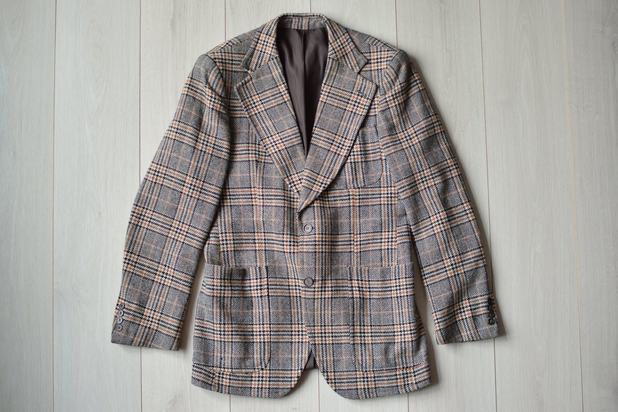 Vintage Checkered Wool Blazer: 80s Retro Sport Coat, Men's Medium
