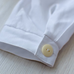 White Victorian jabot blouse, 70s secretary blouse, Elegant retro event top Women's MEDIUM size image 8