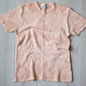 90s vintage top, pink blouse, women&#39;s t-shirt, lace top, cute vintage shirt, oversize top, vintage blouse, summer shirt, women&#39;s size L