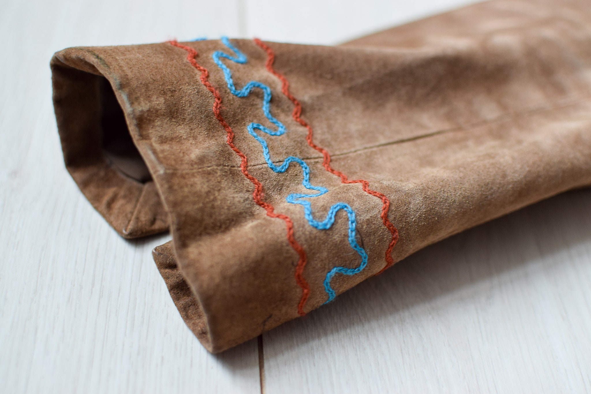Real Leather Native Pattern Jacket - Brown Suade Southwest Country ...