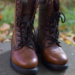 Brown leather boots, vintage tan boots, waterproof, vintage leather boots, 38, women footwear, real leather, combat boots, ranger boots. image 8