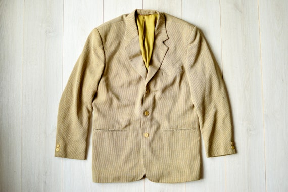 80s 90s EURO linen tailored jacket beige