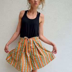 High waist summer skorts, 60s 70s bohemian shorts, striped hippie shorts, festival wear, M image 8