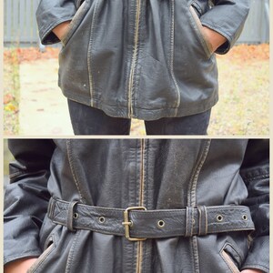 Distressed black leather jacket, women's biker jacket, moto jacket, leather coat, goatskin jacket, real leather, Size M image 5