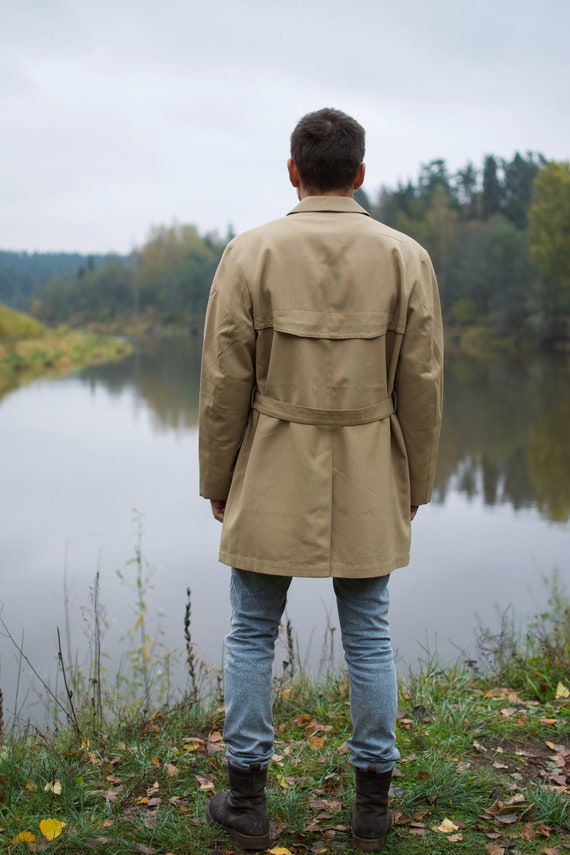 Vintage trench coat, beige duster coat, mens coat… - image 6