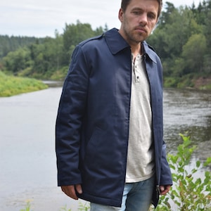 Vintage Marine Mantel - Blaue Matrosenjacke - Bomberjacke - Retro Arbeitskleidung - 70er & 80er Jahre Kleidung - Starke Herbstjacke - Mittlere Größe