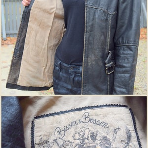 Distressed black leather jacket, women's biker jacket, moto jacket, leather coat, goatskin jacket, real leather, Size M image 9