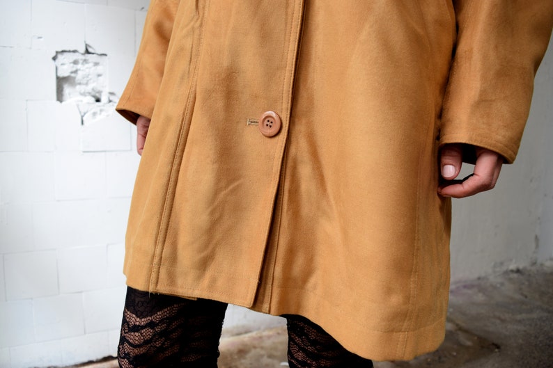Brown trench coat, Vintage coat, Women's summer jacket, Bright autumn coat, Women's spring topcoat, Oversized duster coat, M/L image 4