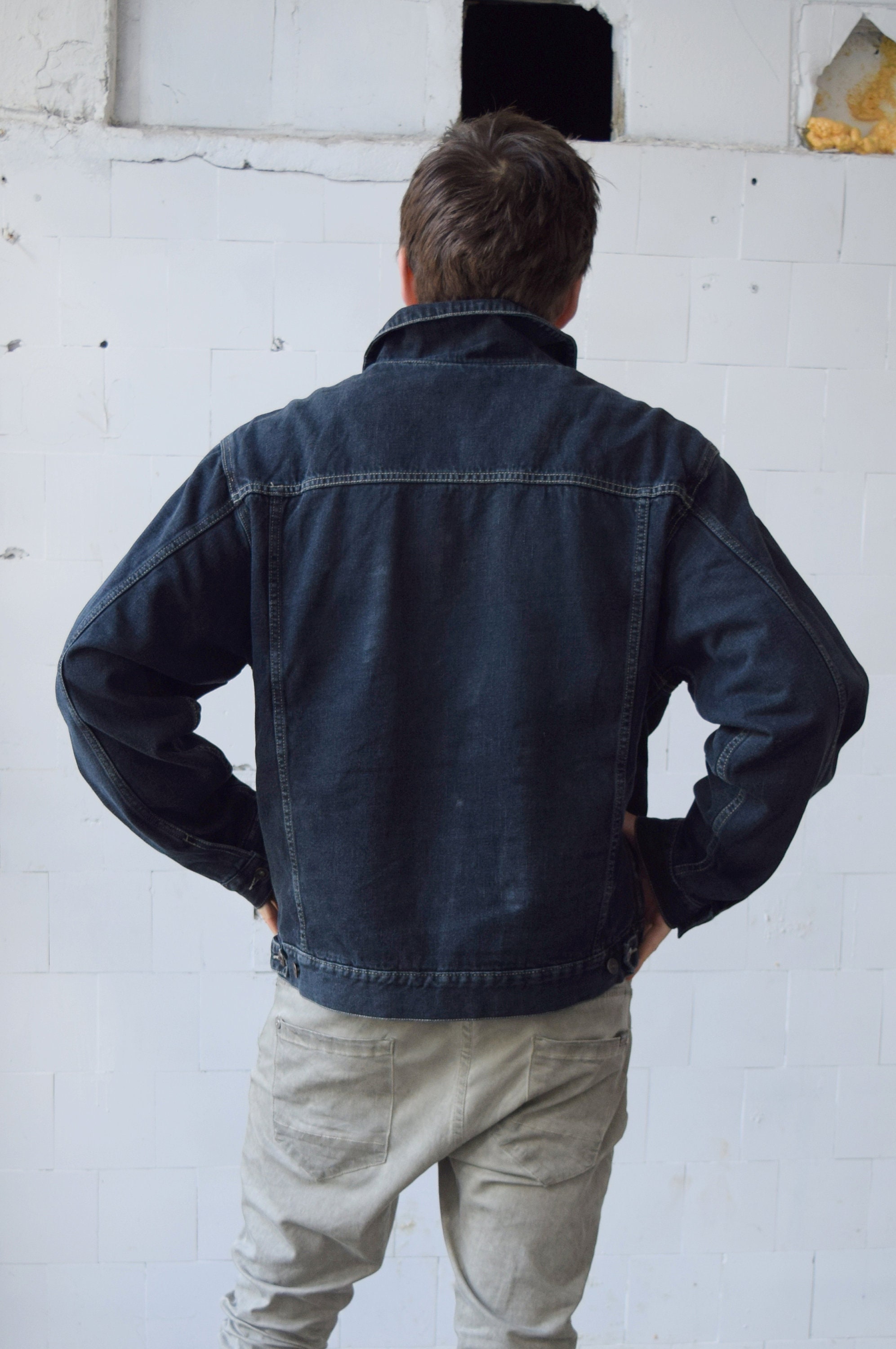 ジャケット・アウター black denim jacket archive Black Denim Jacket, Black Jeans, Cotton Jacket, Vintage