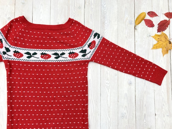 Red vintage sweater, Christmas sweater, Christmas
