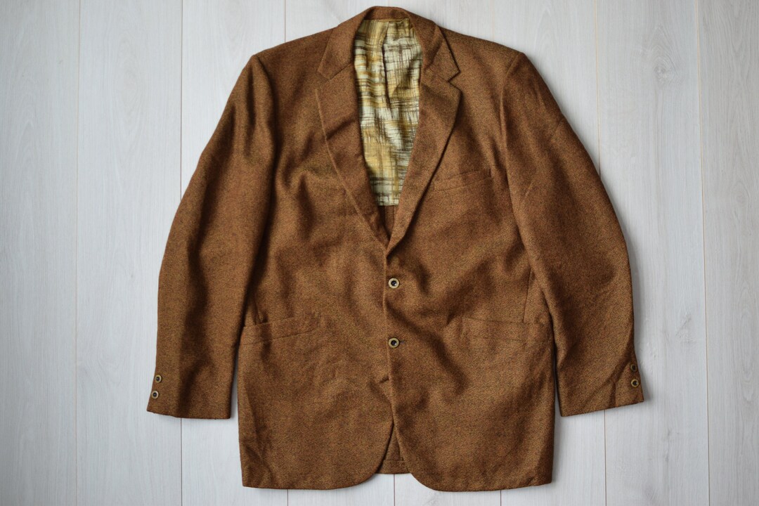 90s English Vintage Sport Coat, Casual Brown Retro Summer Blazer