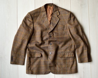 80er ITALIENISCHER Herringbone-Anzug, Retro-Mafia-Blazer, 70er-Jahre-Hochzeitsanzug, Eleganter Herrenanzug - KLEINE Herrengröße