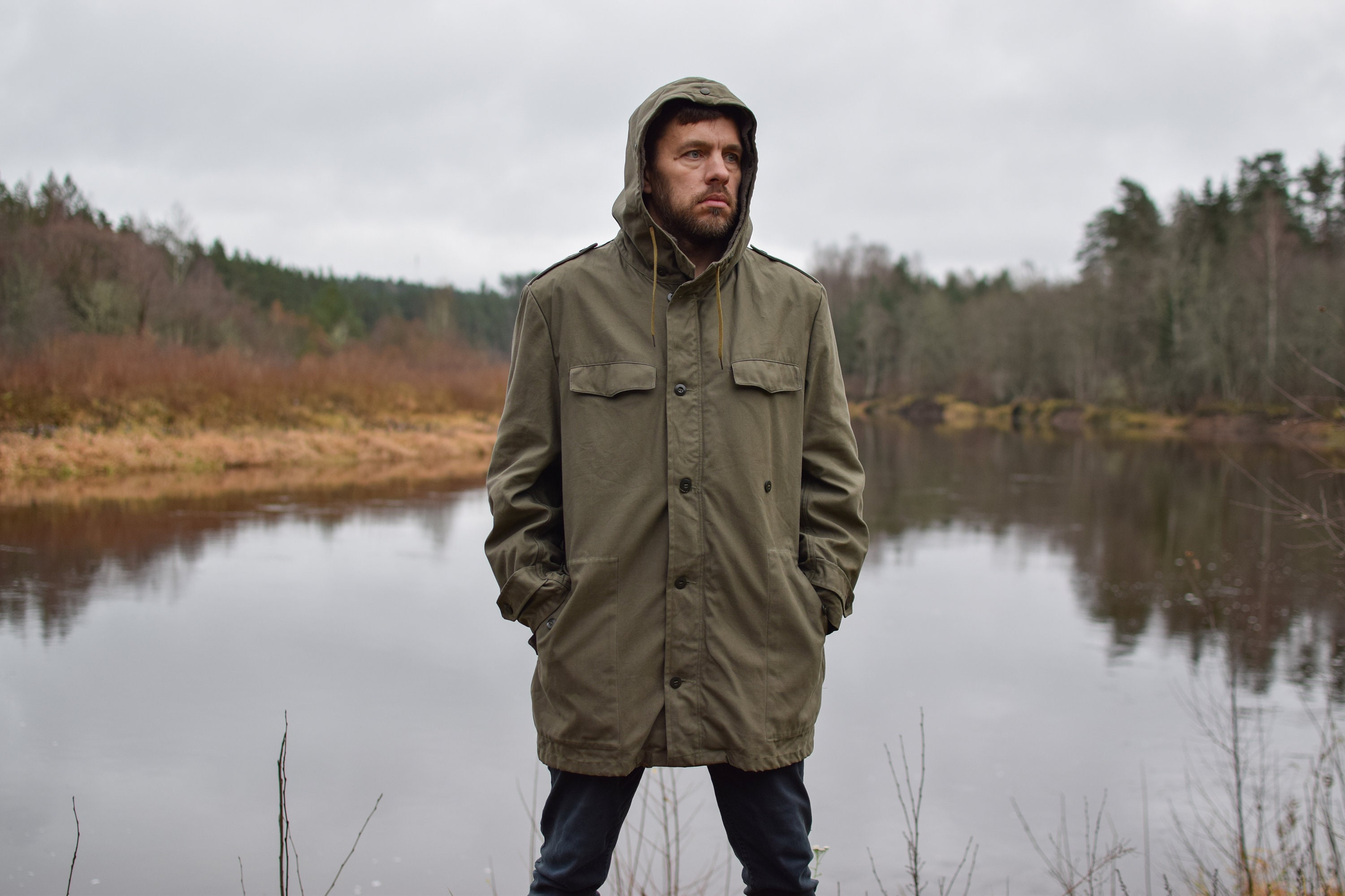 Vintage Military Coat, 70s Army Parka Jacket, Khaki Overcoat 