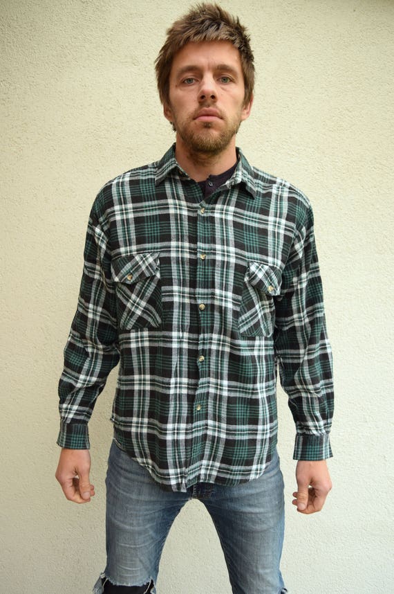 Mens Comfortable Long Sleeve Plaid Work Shirt