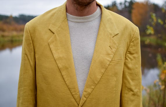 Vintage Linen Blazer, 90s Summer Sport Coat, Lightweight