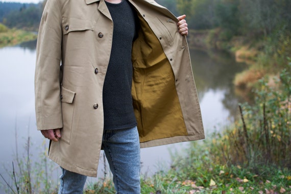 Vintage trench coat, beige duster coat, mens coat… - image 8