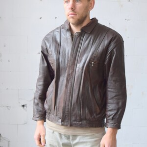 Vintage biker jacket, real leather moto jacket, 70s aviator jacket, retro motorcycle jacket, brown leather jacket, size S/M