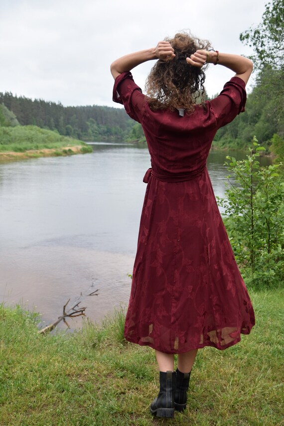 Bordeaux wrap dress - Summer dress - Bohemian maxi