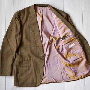 Authentic WESTERN GERMANY sport coat, 80s checkered retro blazer, vintage wedding suit - Men&#39;s MEDIUM size