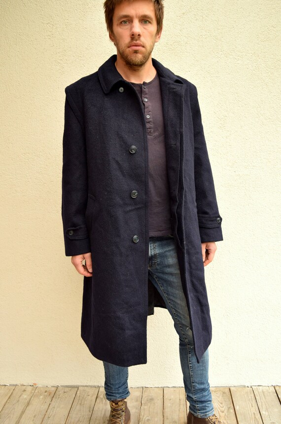 ORATOP coat Dark blue wool coat Winter jacket Men long | Etsy