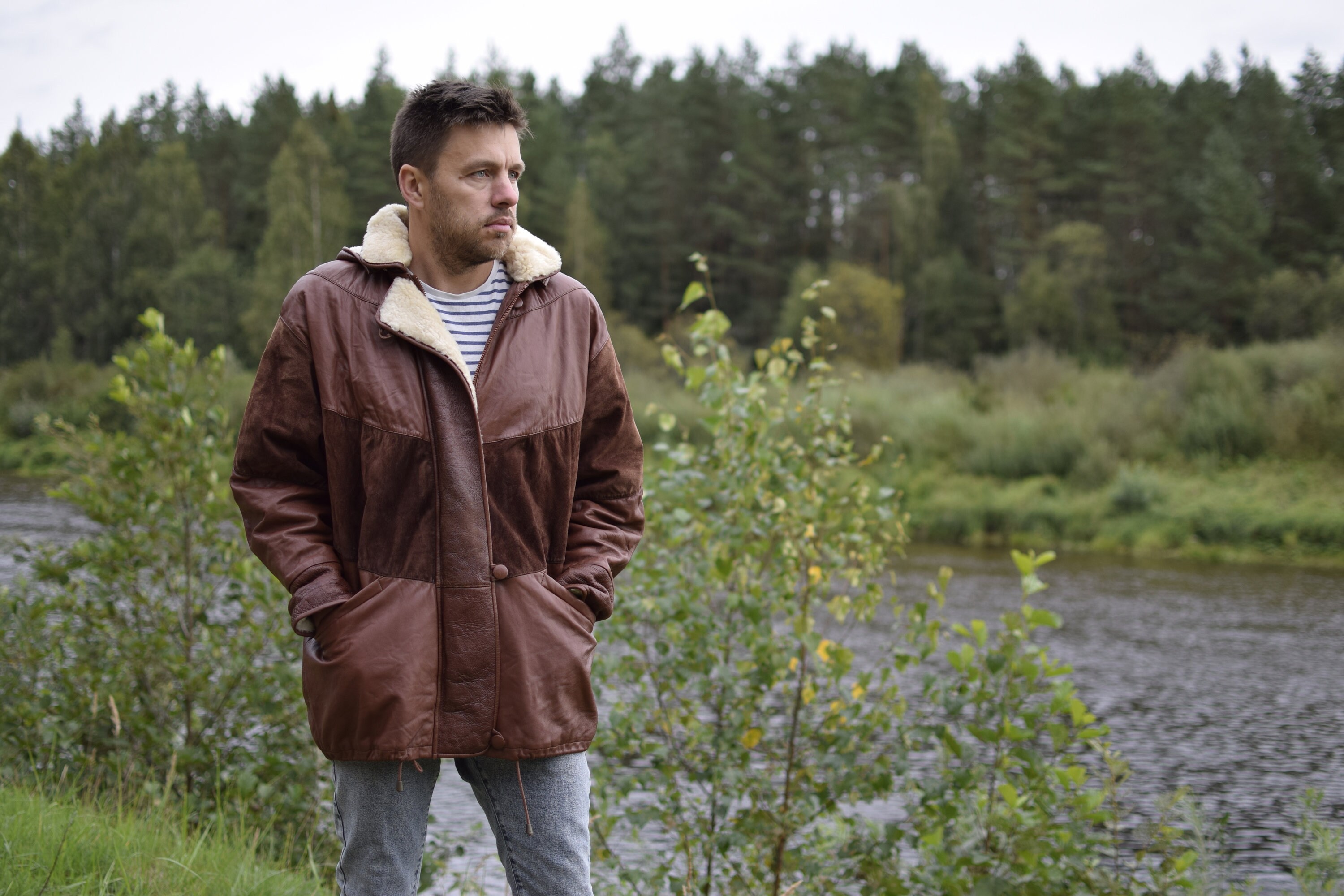 Vintage Finnish Leather Parka Jacket – 80s Brown Overcoat, Men's
