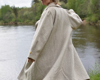 Grijze lama mohair retro jas - jaren '70 West-Duitsland winterjas - Dames boho vintage lange jas - Middelgroot