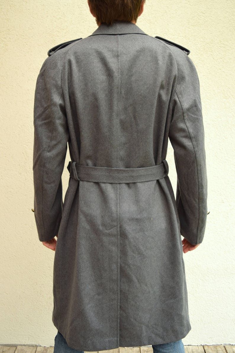 Gray Vintage Trench Wool Coat 80s Men Long Coat Winter - Etsy