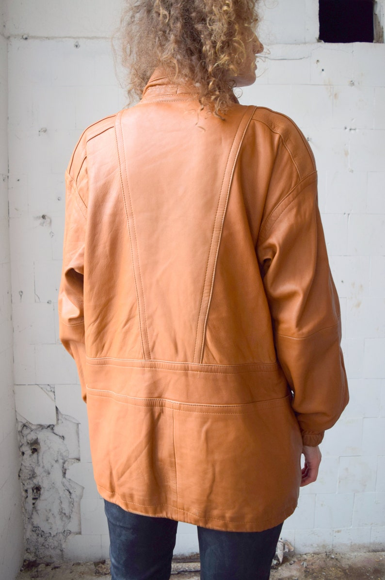 COPACABANA leather jacket, light brown leather coat, real leather, brown jacket, fall jacket, winter coat, size L/M image 7