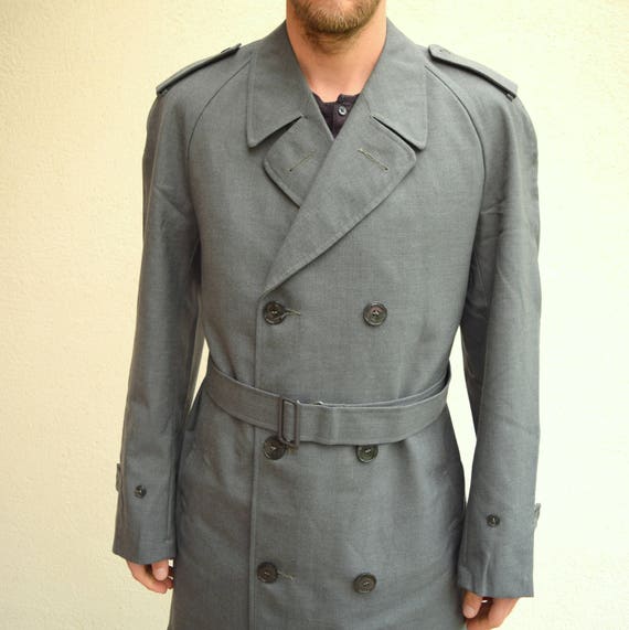 Gray Vintage Trench Coat, Duster Coat, Wool Coat,80s, Winter Gray Vintage Trench Coat, Duster Coat, Wool Coat,80s, Winter