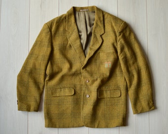 Vintage woolen sport coat, 80s retro tweed jacket, Men's wedding suit - Men's MEDIUM size