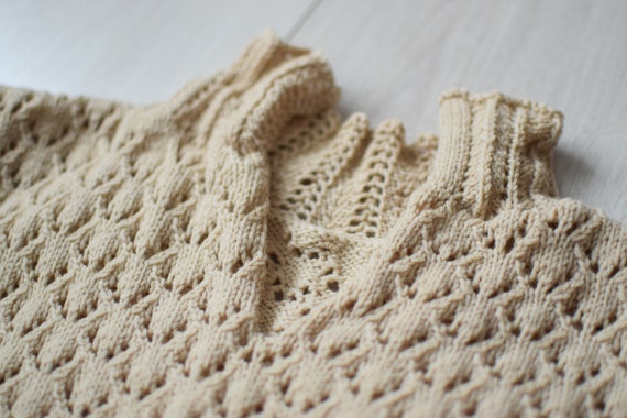 Handmade wool sweater, women's vintage top, lace … - image 6