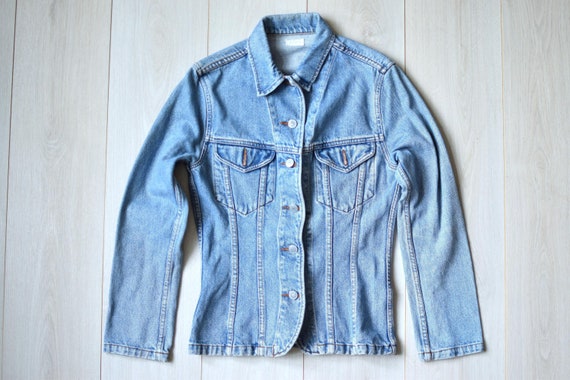 Veste en jean francaise ETAM vintage surveste en jean authentique pour femme des annees 90 veste en jean bleue taille MOYENNE pour femme Etsy France