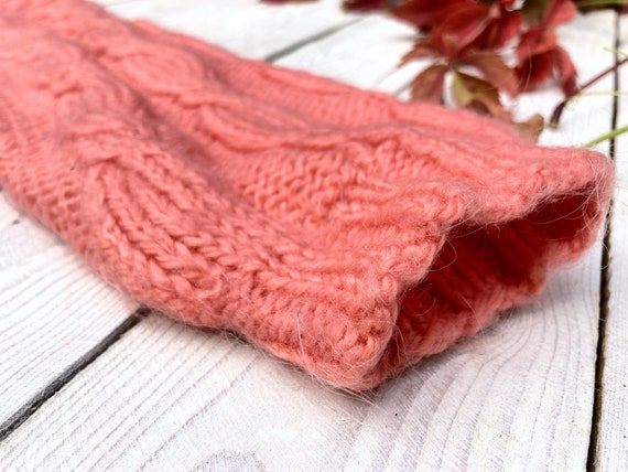 Cable knit pink sweater, 90s handmade jumper, vin… - image 4