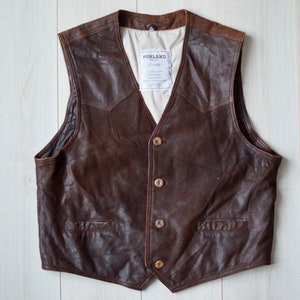 Brown leather vest, real leather vest, vintage 90s vest, men's vest, vintage vest, vintage leather, gift for him, Men's size L, large