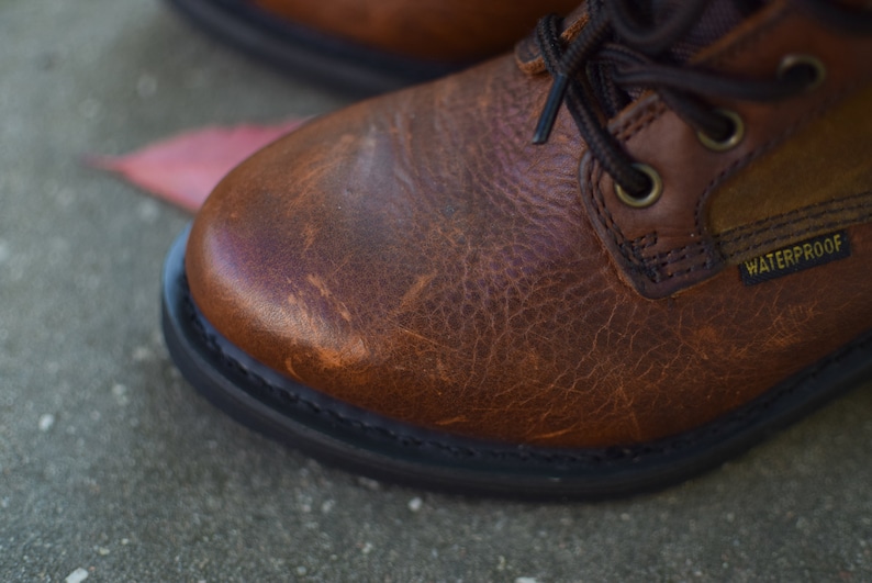 Brown leather boots, vintage tan boots, waterproof, vintage leather boots, 38, women footwear, real leather, combat boots, ranger boots. image 7