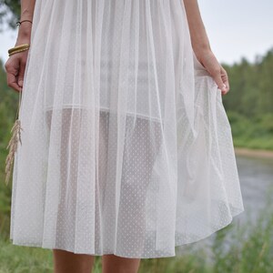 Romantic victorian summer dress White vintage summer dress Country midi dress 70s lace dress Partly transparent dress Small size image 7