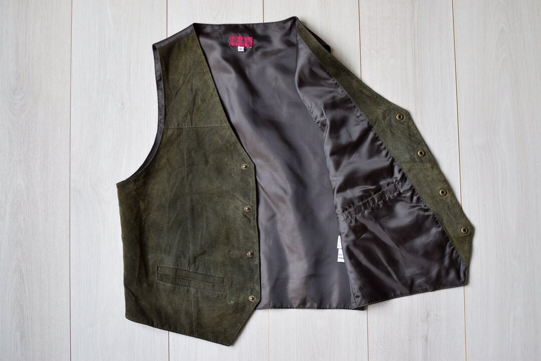 Leather celery green vest