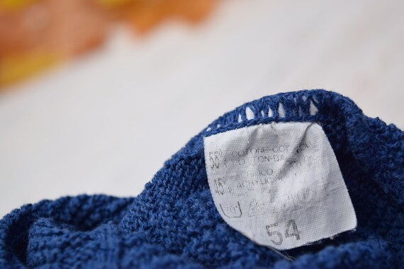 Blue woven sweater, vintage wool jumper, V neck s… - image 4