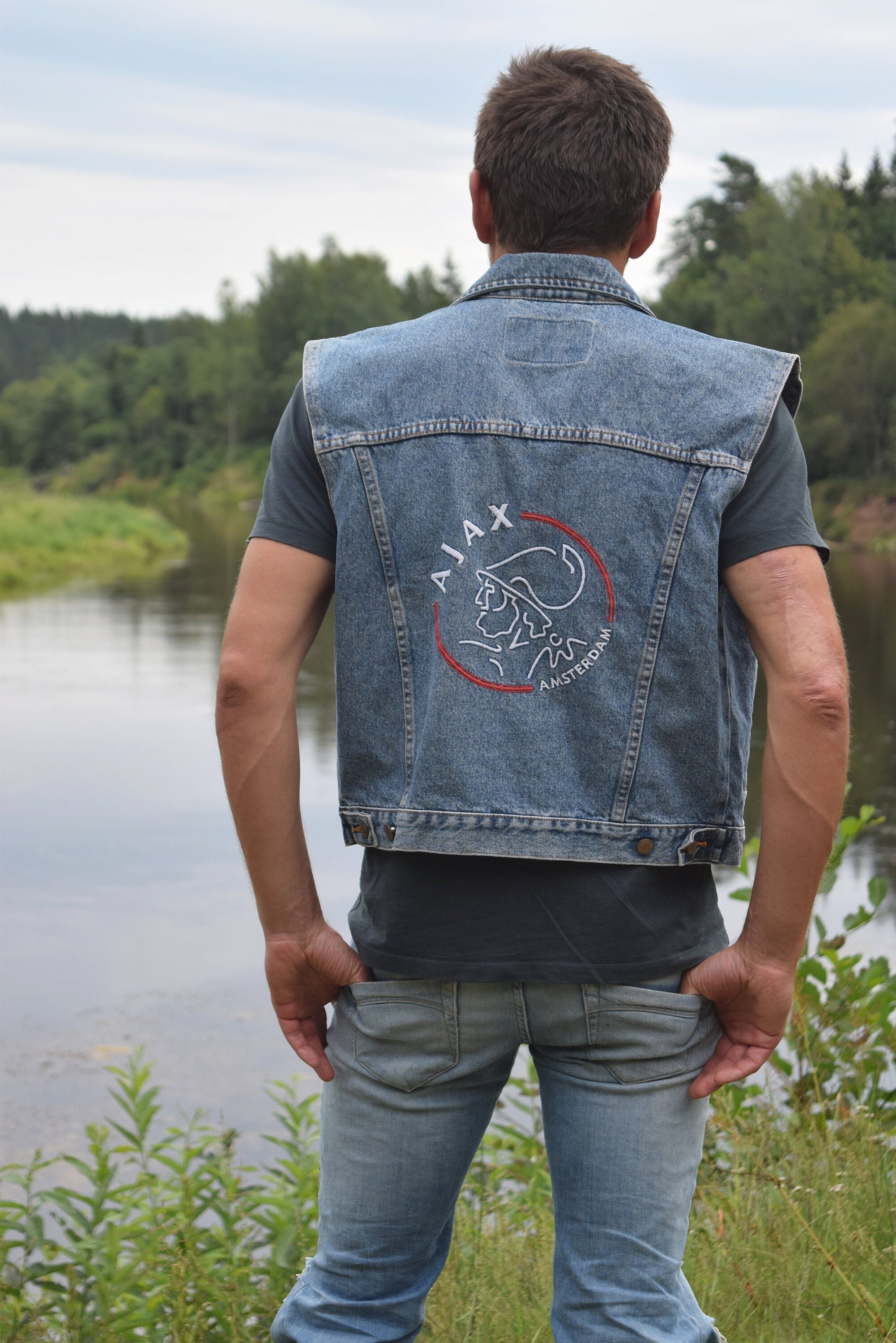 Rare Ajax Denim Vest Vintage Denim Vest Amsterdam Ajax - Etsy