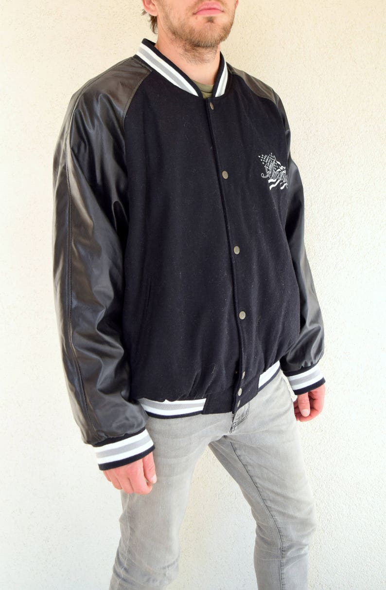 Vintage AMERICA bomber jacket, 90s outwear, 80s jacket, hip hop, black windbreaker, men jacket, old school, oversized women jacket, L/XL image 3